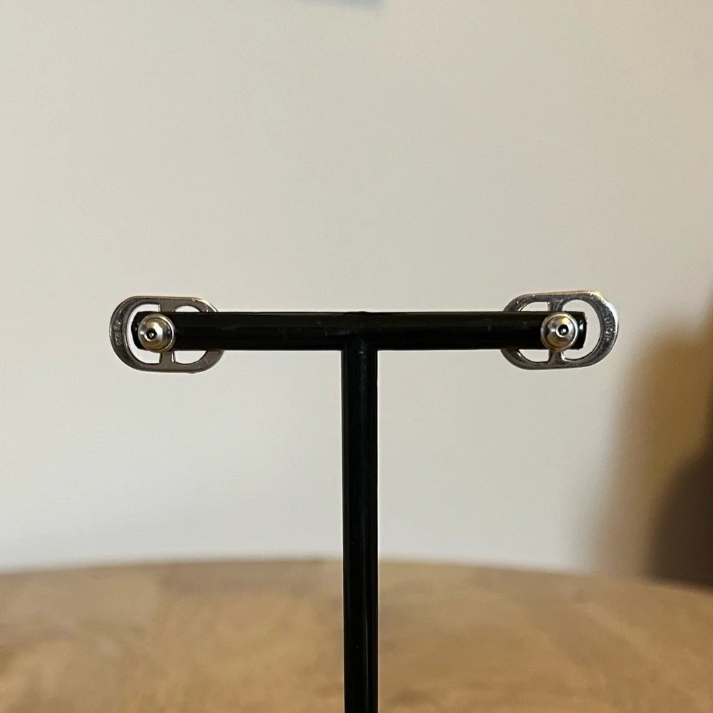 Dior Crystal-Embellished CD ICON .925 Silver Stud Earrings - Picture 7 of 9